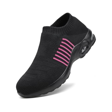 Steel Toe Shoes for Women with Arch Support, Lightweight Comfortable Work Safety Shoes Slip Resistant Indestructible Sneakers Black Pink 38 Cover