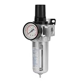 Ticfox 1/2" BSP Druckluft Filterregler, Wasserabscheider Druckluft Druckminderer Luftkompressor Feuchtigkeitsabscheider Filter Regler mit Befestigungsanschluss für Druckluftkompressor