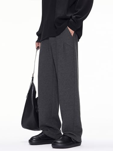 Men's Pants Wool Straight Loose Casual Fit Dress Trouser for Man3