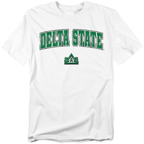 LOGOVISION Delta State University Arch Logo Secondary Unisex Adult T Shirt, White, 4X-Large