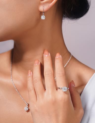 IMOLOVE Moissanite Leverback Drop Earrings for Women, Dangle Earrings 925 Sterling Silver with 18K White Gold Plated, Delicate Wedding Jewelry Gifts 2CT — view 6