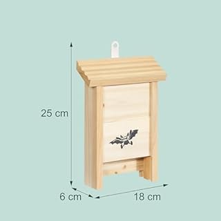 Relaxdays Nichoir à Chauves-Souris en Bois Non traité, Lot de 2, 25 x 18 x 6 cm, Naturel