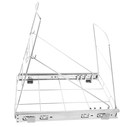 Toyvian Estante de Acero Inoxidable para Bote de Basura Diseño Deslizante y Fácil de Usar Extraíble Ajustable Debajo del Gabinete en Cocina