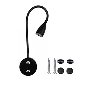 Gobesty Lampe de Lecture à LED, Support Mural Applique Liseuse LED Col de Cygne Lumière, Rotation à 360° Blanc Chaud Lampe de Lecture, DC 12V Lampe de Chevet