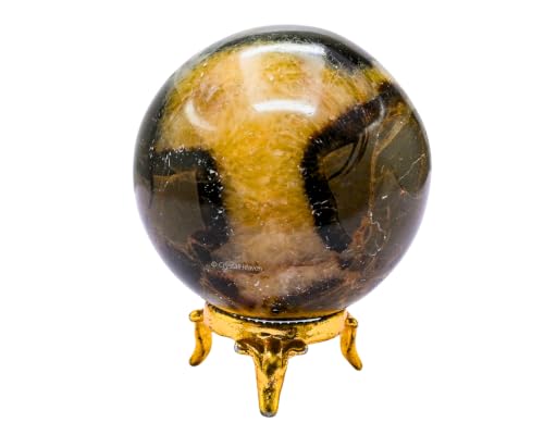 Image of Certified Septarian Crystal Ball for Meditation - Premium Crystal Vastu Items for Home and Feng Shui Items for Good Luck - Ideal for Pooja Supplies and Spiritual Practices (2.5 inch Inch)