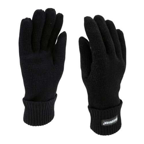 Image of BRUCERIVER Men's Pure Wool Knitted Gloves | Insulated Fleece Lining