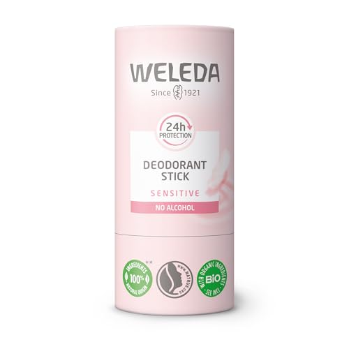 Weleda – Desodorante Sólido Piel Sensible 24h, Formato Stick 100% Natural, Sin Sales de Aluminio ni Alcohol, con Bisabolol y Manteca de Karité BIO – 50 g