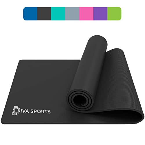 Yoga Mat Extra Thick 15mm Non-Slip Pilates Workout Exercise Mat Soft Mat Carry Strap (Black)