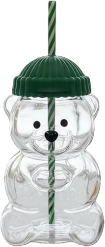 Image of Hogg Texello 2026 New Glass Bear Cup Bear Straw Cup, 20oz Cute Bears Glass Tumbler with Reusable Straw - Cute Animal Mug for Hot and Cold Drinks, Smoothies, Water, Juice, Travel & Gifts (Blue)