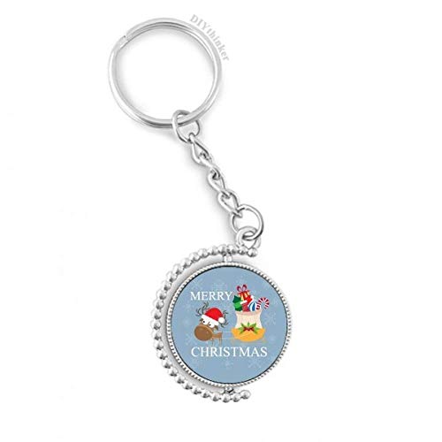 Llavero de Navidad giratorio con anillo metálico para llaves de casa