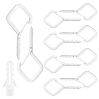 Edelstahl Haken - Schraubhaken, Deckenhaken, Wandhaken, Augplatte, Schraubösen - 10 Stück, Weiß, Edelstahl