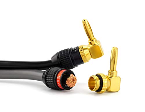 Image of Sewell Deadbolt Right-Angle Banana Plugs, 6 Pairs Quick Connect Gold Plated Speaker Plugs 90 Degree