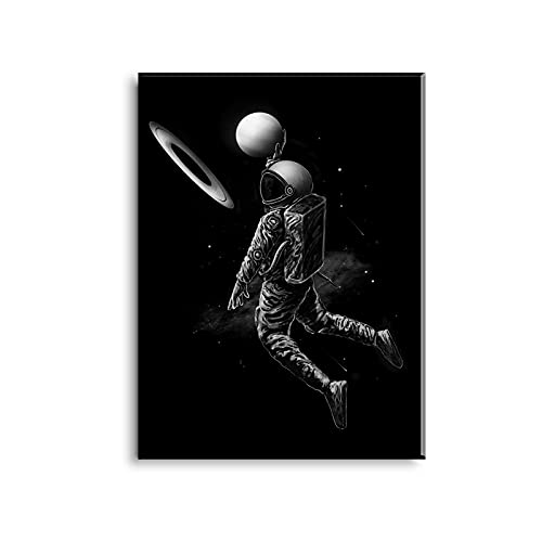 Affiche astronaute abstrait noir et blanc toile déco salon 60x80cm