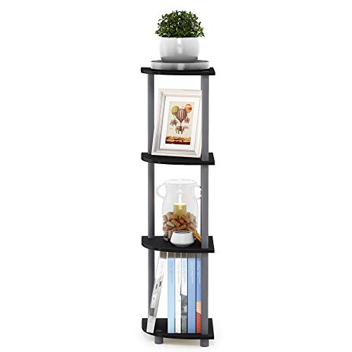Furinno Turn-N-Tube Corner Shelf, 4-Tier Corner Bookshelf, Display Storage Shelves with Open Shelves, for Organization and Storage, Living Room, Home Office, Garage, Black - image 3