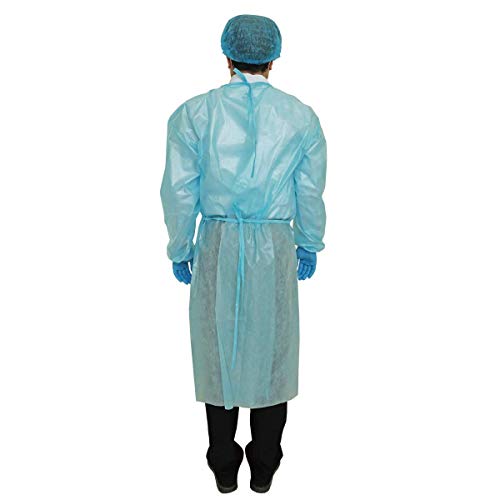 AAMI Level 3 Disposable Non-Surgical Isolation Gown, SPP+PE coating, 45g, Full Coverage, Elastic Cuff, Color Random.100pcs/carton(10 Pack10 Each)