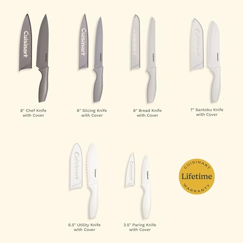 Image of Cuisinart Advantage 12-Piece Kitchen Knife Set, Professional-Quality Nonstick Coated Stainless Steel Knives w /Covers,Nonstick Color Coating-Easy Slicing,Ergonomic Handles,G1022-12P, 8 inch (Pack of 6)