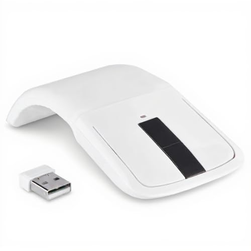 Ratón ARC plegable inalámbrico de 2.4GHz con receptor USB para PC y Smart TV en color blanco