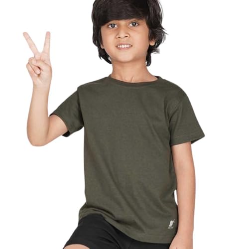 Image of Kids Round Neck Boys Tshirt | Short Sleeves | Natural Organic 100% Cotton Soft Comfortable Fabric | School Plain Color Original Branded Half Sleeve | T-Shirt for Boy Kid | Sleepwear Everyday Casual