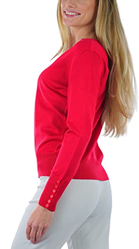 Image of ToBeInStyle Women's Long Sleeve Button Down V-Neck Cardigan
