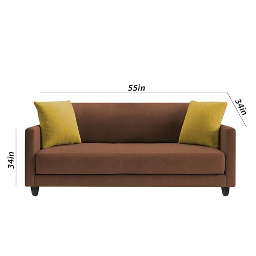 Image of Casaliving Dominic 3 + 2 Seater Sofa Set for Living Room (Brown) Premium Fabric Sofa