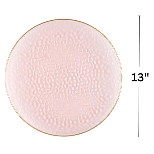 Platos de plástico rosa con borde dorado, pack de 4, 13 pulg. miniatura 3