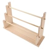 CHICAMPERA Stabiler 3 stöckiger Holz Aufbewahrungsständer für Geschenkbandrollen und Mesh Rollen mit Elegantem Design für Bastelzimmer und Kuchenladen