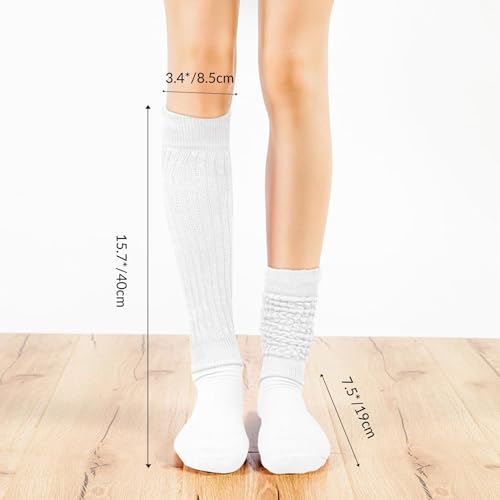 Image of Violet Mist women slouch socks thick colored knee high scrunch socks long stacked sock boot 80s 90s Novetly