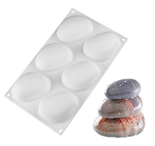 Uenmay Silikon-Kuchenform - Handgefertigte 3D-DIY-Form, 6-Loch-Steinform, Weiß