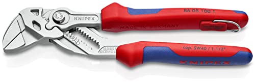 Knipex Pince-clé pince et clé à la fois chromée, avec gaines bi-matière, avec œillet intégré pour fixation d’un dispositif antichute 180 mm 86 05 180 T