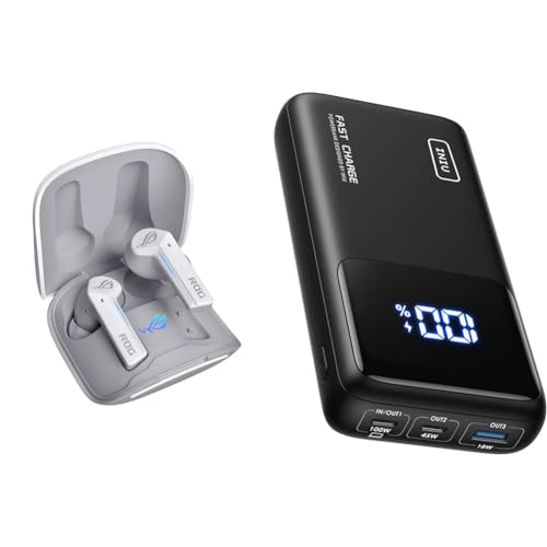 ASUS ROG Cetra True Wireless Moonlight White In-Ear Gaming Kopfhörer & INIU Power Bank, 100W 25000mAh Powerbank