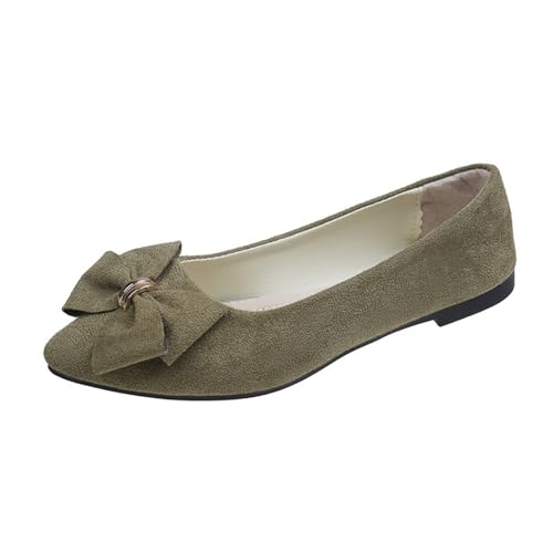 Zapatos planos de mujer Lazo Zapatos de plataforma de gamuza real de gran tamaño Zapatos de ballet de tacón bajo Zapatos de boda Color sólido Sandalias cómodas Diseño de talón hueco Zapatos de trabajo