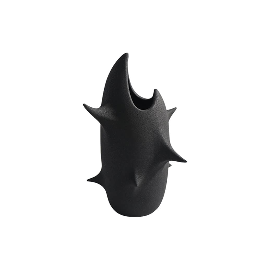 Vase en céramique noir de 28cm idéal pour fleurir votre salon moderne