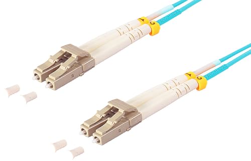 1 câble de brassage duplex OM3 LWL DX de 1 m, LC/UPC - LC/UPC MM multimode - 50/125 µm LSZH aqua
