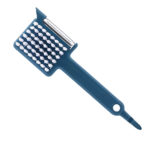 DOITOOL Potato Peeler Vegetable Peeler with Brush,Multifunctional 5-in-1 Peeler Fruit Peeler with Handle,Easy Peeling and Cleaning,Kitchen Grater-Blue