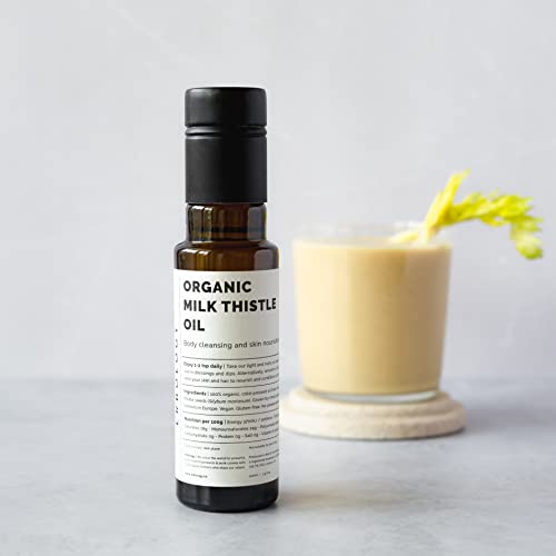 100% Organic Milk Thistle Oil 3.4 Fl Oz - Cold-Pressed - Premium Quality - High In Vitamin E - Detoxifying - Straight From Farm - Non Gmo - No Additives Or Preservatives - Recyclable Glass Bottle #TOP3