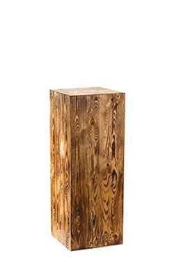 Foto di Decorativo Colonna rustica, decorazione in tronco d’albero, colonna per fiori, design senza tempo, stabile e durevole, noce, 80x30x30 cm