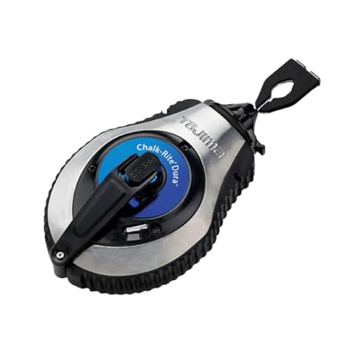 TAJIMA Chalk Line - Chalk-Rite Dura Chalk Box with Ultra Thin 0.5mm Snap Line & Integrated Handle Release - CR402S