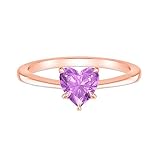 Heart Cut Purple Amethyst Bridal Solitaire Enagement Ring for Women, 14K Rose Gold Finish 925 Silver Ladies Purple Amethyst Heart Solitaire Ring