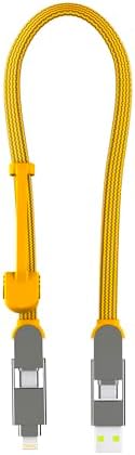 Rolling Square inCharge XL 6-in-1 Multi Charging Cable, Portable USB and USB-C Cable with 100W Ultra-Fast Charging Power, 1 Ft/0.3m, Summit Yellow