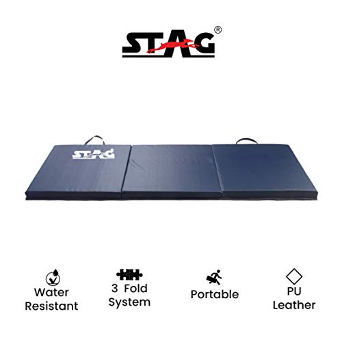 Image of STAG Multi-Purpose Foldable Fitness MAT 180 CM X 60 CM X 40 MM | Use as Tumbling mat, Gymnastics mat, Crash pad | Thick Foam | for Both Men and Women