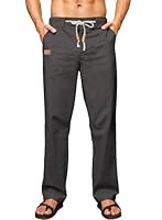 Elegancity Leinenhose Herren Sommerhose Yogahose Leichte Baggy Jogginghose Lang Stoffhose Herrenhosen Urlaub Freizeithose mit Kordelzug und Taschen Grau XL