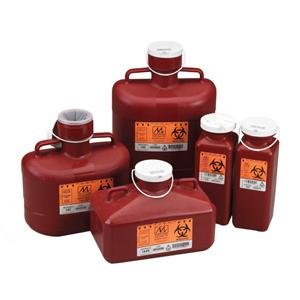 Medegen Medical Products 187 Non-Stackable Sharps Containers, Extra Large Wide Opening, Locking Cap, Polypropylene, 12" x 9" x 18", Red (Pack of 4)