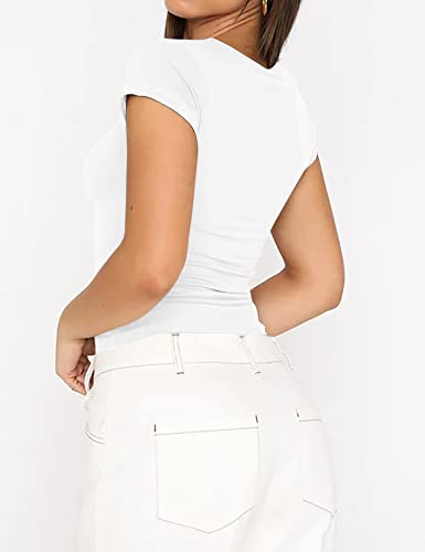 Zhenwei Short Sleeve Workout Tops For Women Pack Cropped Gym Compression Shirts Cute Tight Basic Tops Tee Black&White S #TOP5