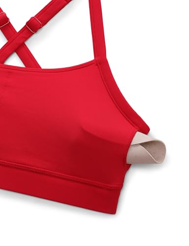 Image of CRZ YOGA Butterlift Cross Back Sports Bras | Medium Support, Removable Pads, Yoga, Buttery Soft, Scoop Neck, Cut-Out, Adjustable Thin Straps, for Women