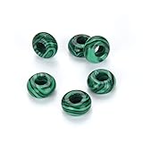 10pcs Lab Created Green Malachite Healing Gemstone 14mm x 8mm Rondelle Round Donut Spacer Beads...