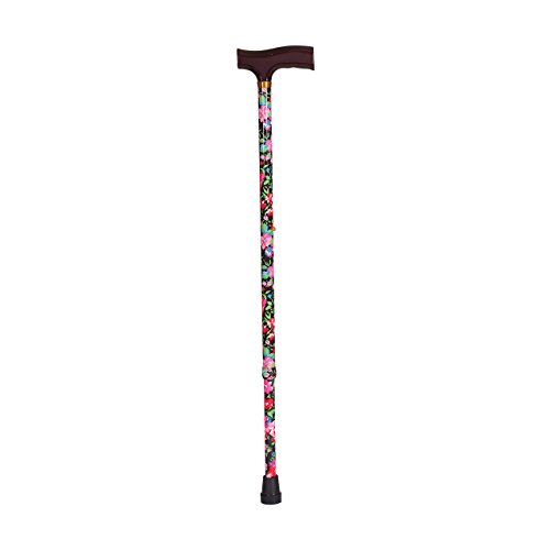 DMI Lightweight Aluminum Walking Cane with Derby-Top Handle, Floral