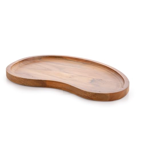 Image of Crystal Premium Teak Wood Designo Platter Tray | Wooden Serving Tray | Rustic Tray for Serving, Decoration, Storage |for Breakfast, Party, Restaurant, Coffee | Size :36 * 9 cm