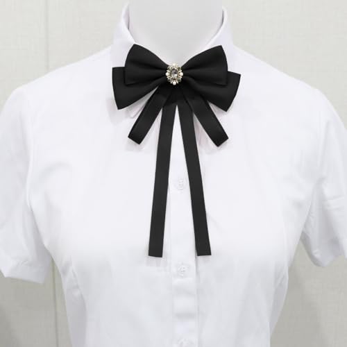 Image of LJBFNN Bow Ties for Women, Adjustable Pre Tied Bow Tie Solid Color Ribbon Bowtie for Girls Ladies Party Daily Cosplay School