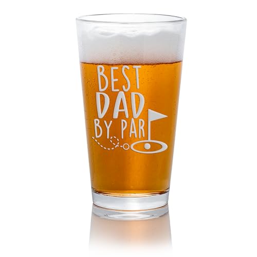 Best Dad By Par Pint Glass - Birthday Gifts For Dad, Father Son Gift, Father'S Day Gift, Funny Dad Beer Glass, Golf Gift, Gift for Golfers