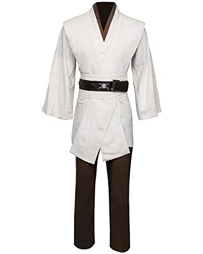 Jila Men & Kids Tunic Hooded Robe Cloak Knight Gothic Fancy Dress Halloween Masquerade Cosplay Costume Cape (3XL, Brown Tunic Cloak Set)
